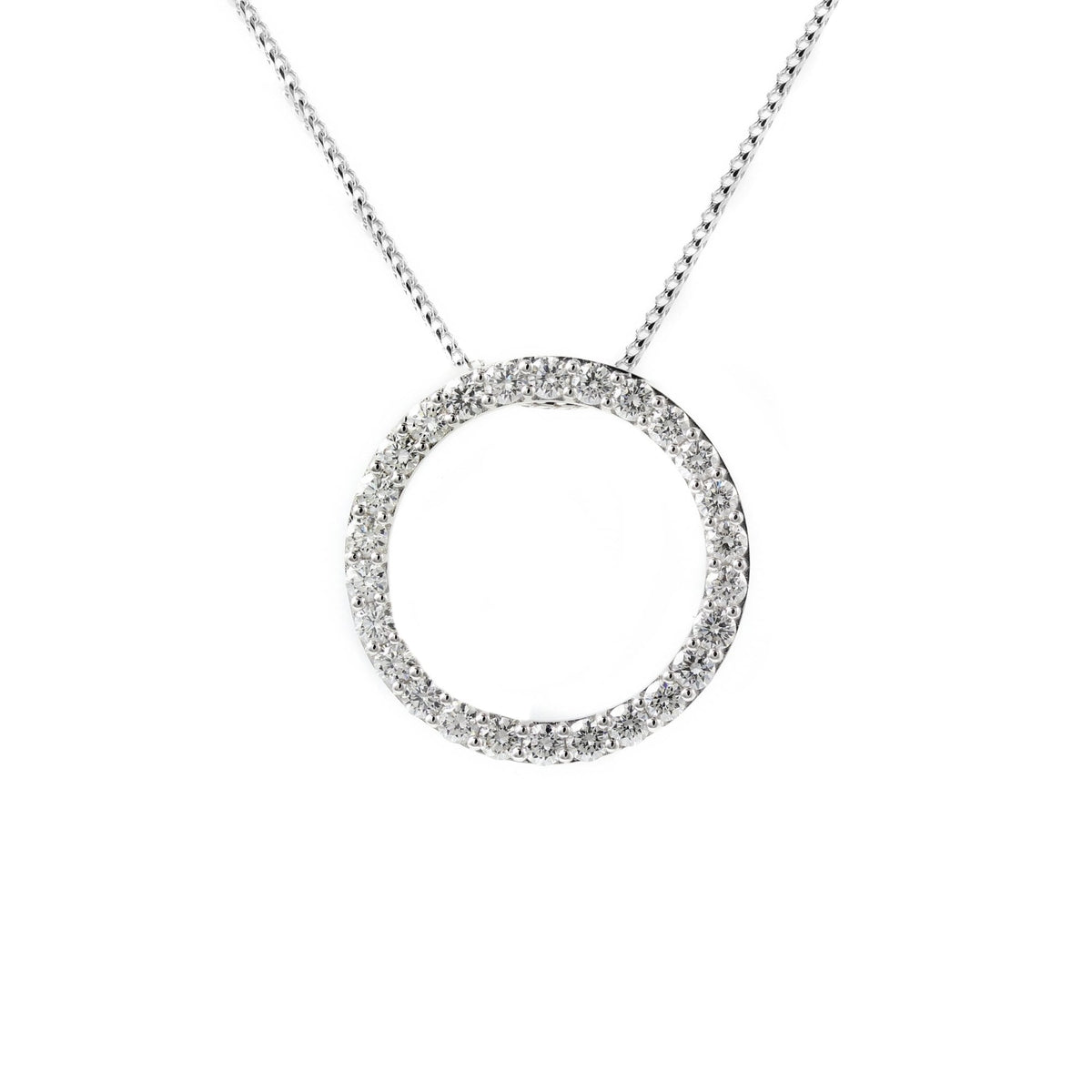 Platinum 1.50ct open circular diamond pendant