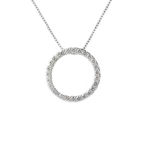 Platinum 1.50ct open circular diamond pendant