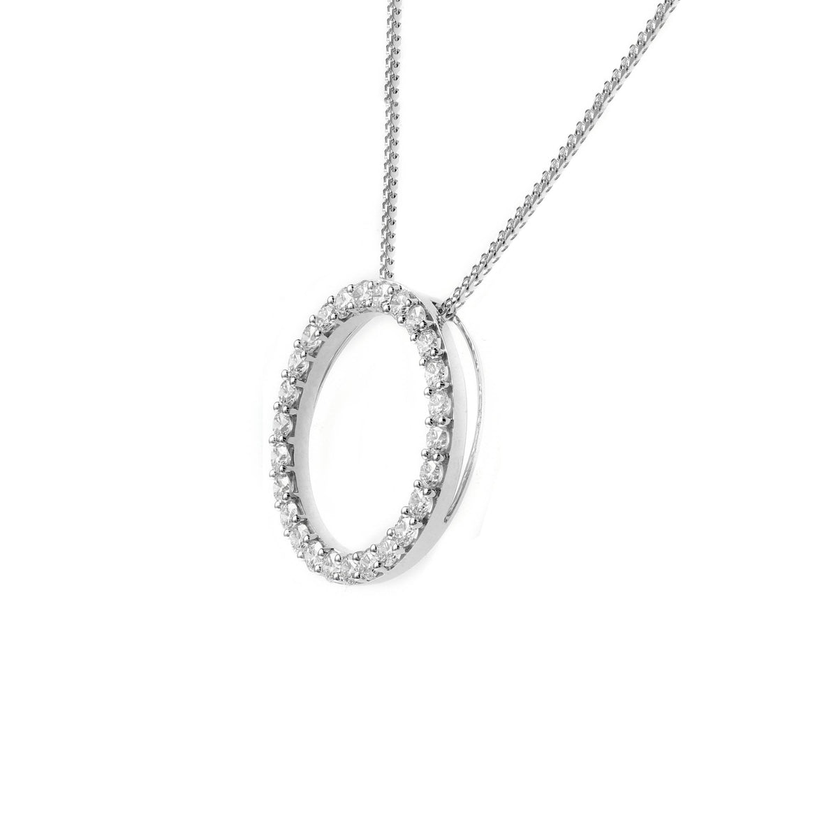 Platinum 1.50ct open circular diamond pendant