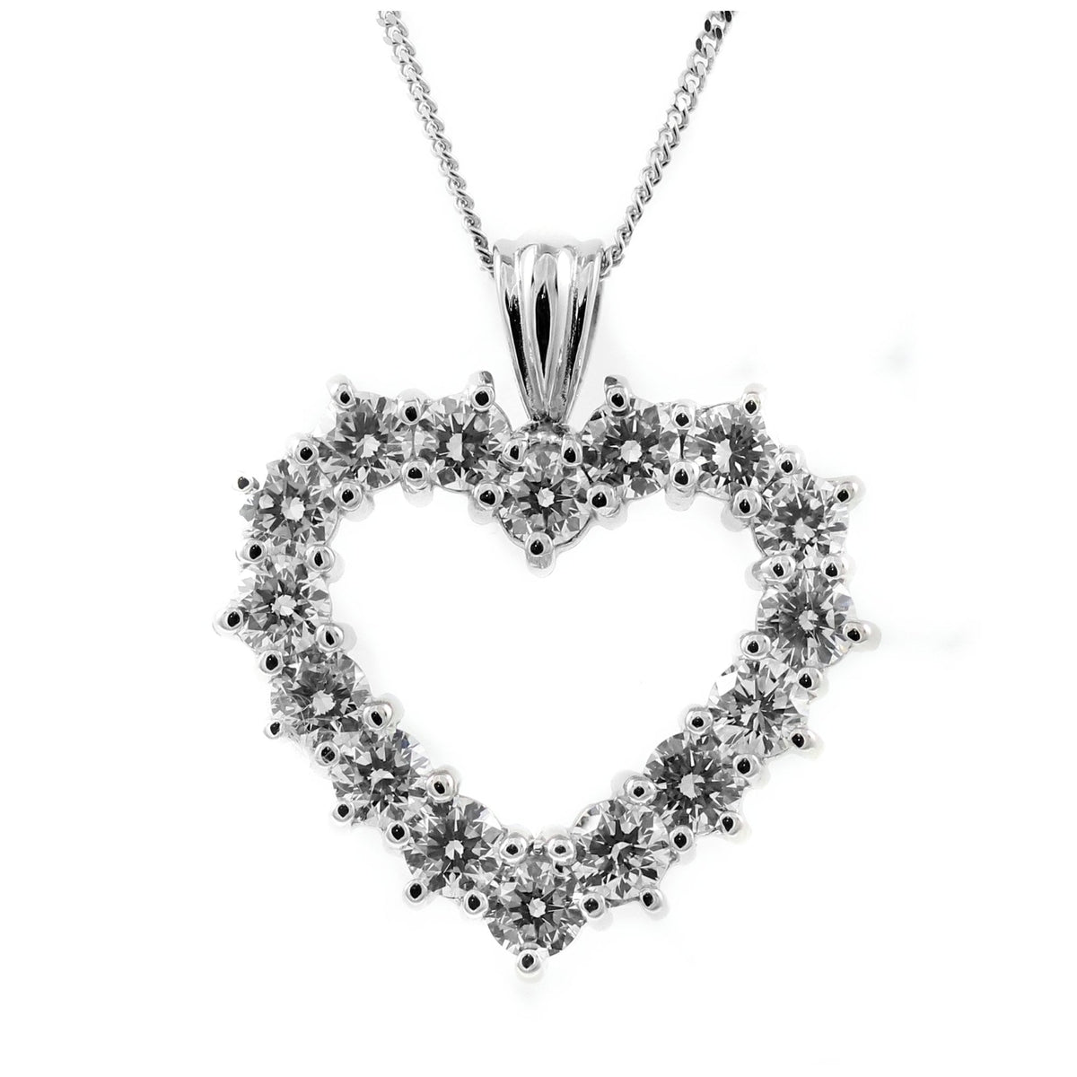 Platinum 0.70ct open heart shaped diamond pendant