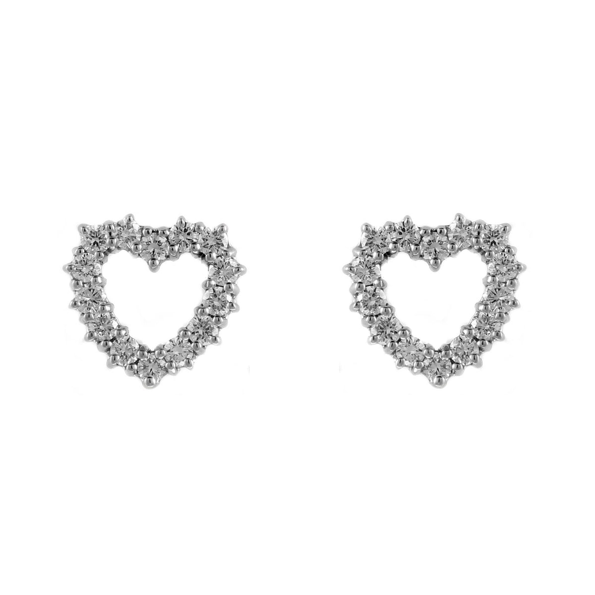 18ct white gold 0.80ct diamond  heart shaped earrings