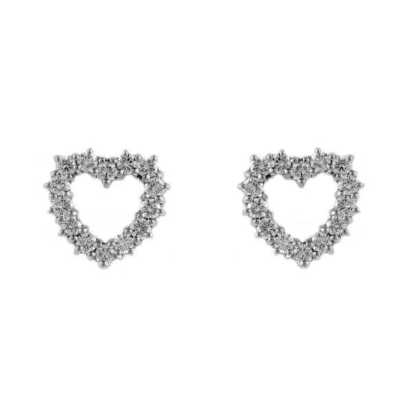18ct white gold 0.80ct diamond  heart shaped earrings