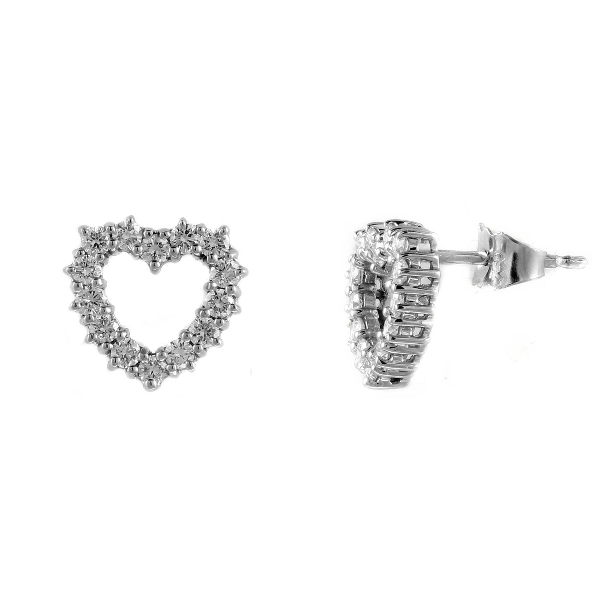 18ct white gold 0.80ct diamond  heart shaped earrings