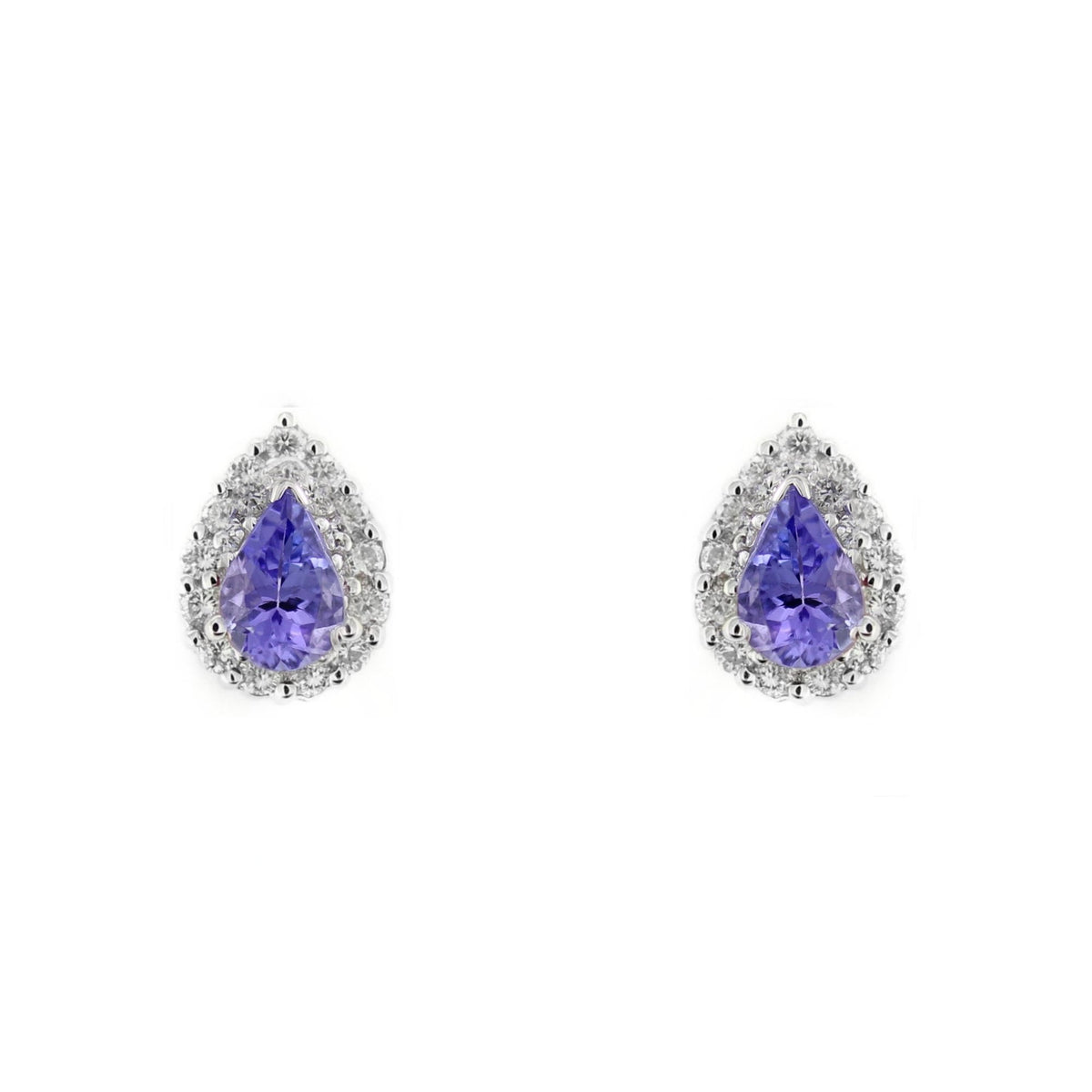 18ct white gold 0.93ct tanzanite & 0.23ct diamond earrings