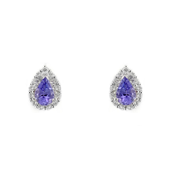 18ct white gold 0.93ct tanzanite & 0.23ct diamond earrings