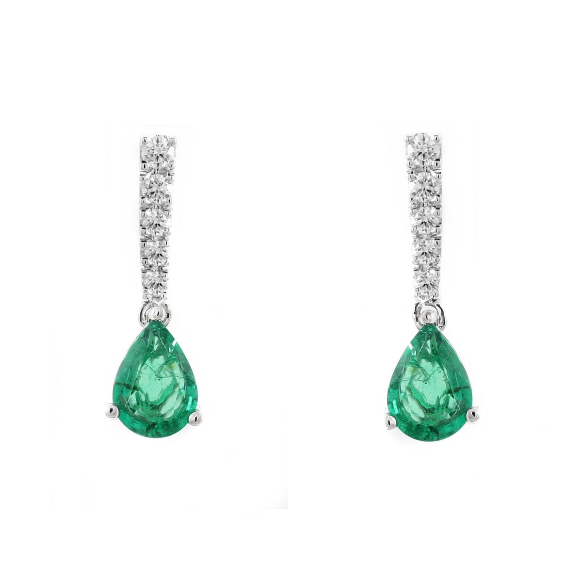 Platinum 0.91ct emerald & 0.21ct diamond drop earrings