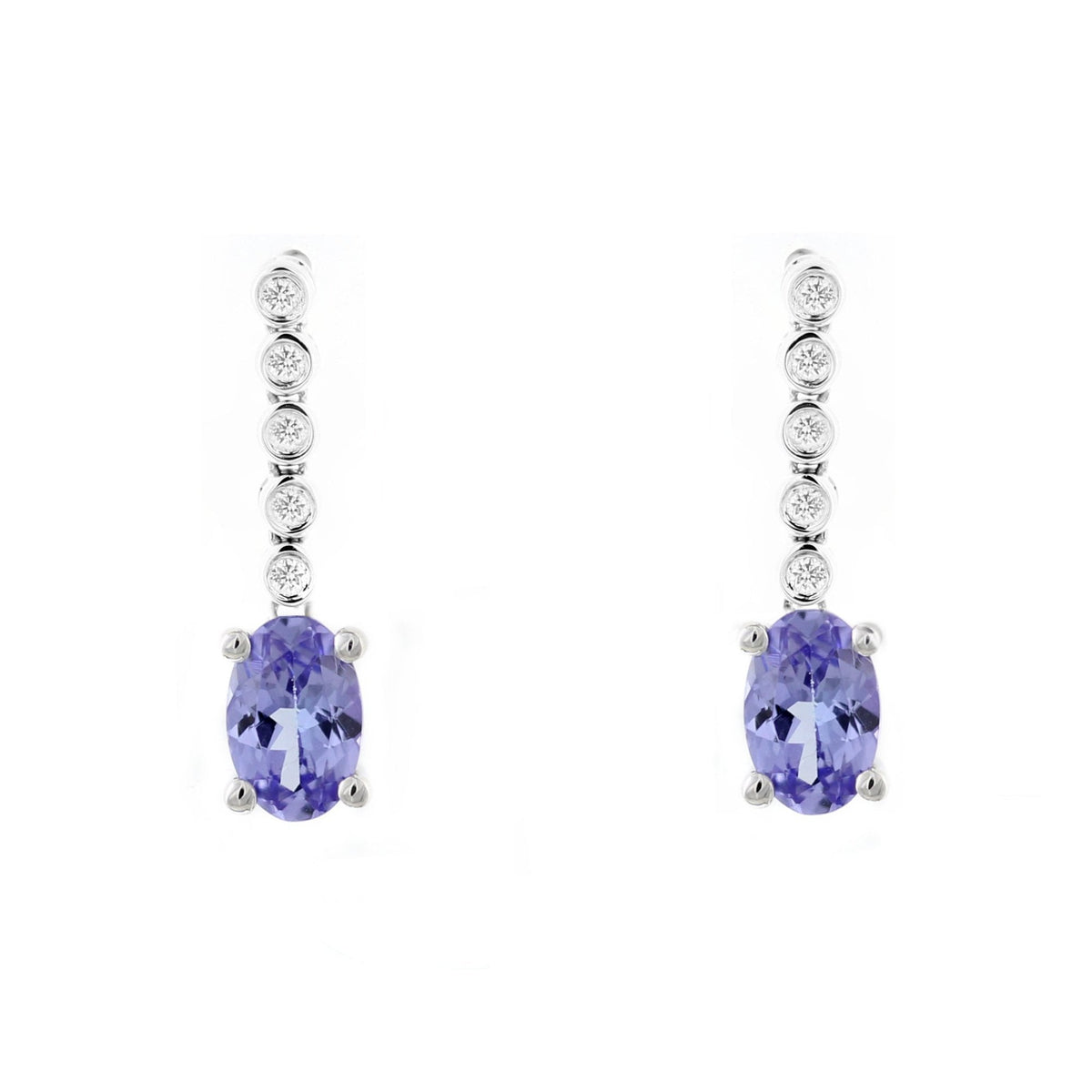 Platinum 0.97ct tanzanite & 0.09ct diamond drop earrings
