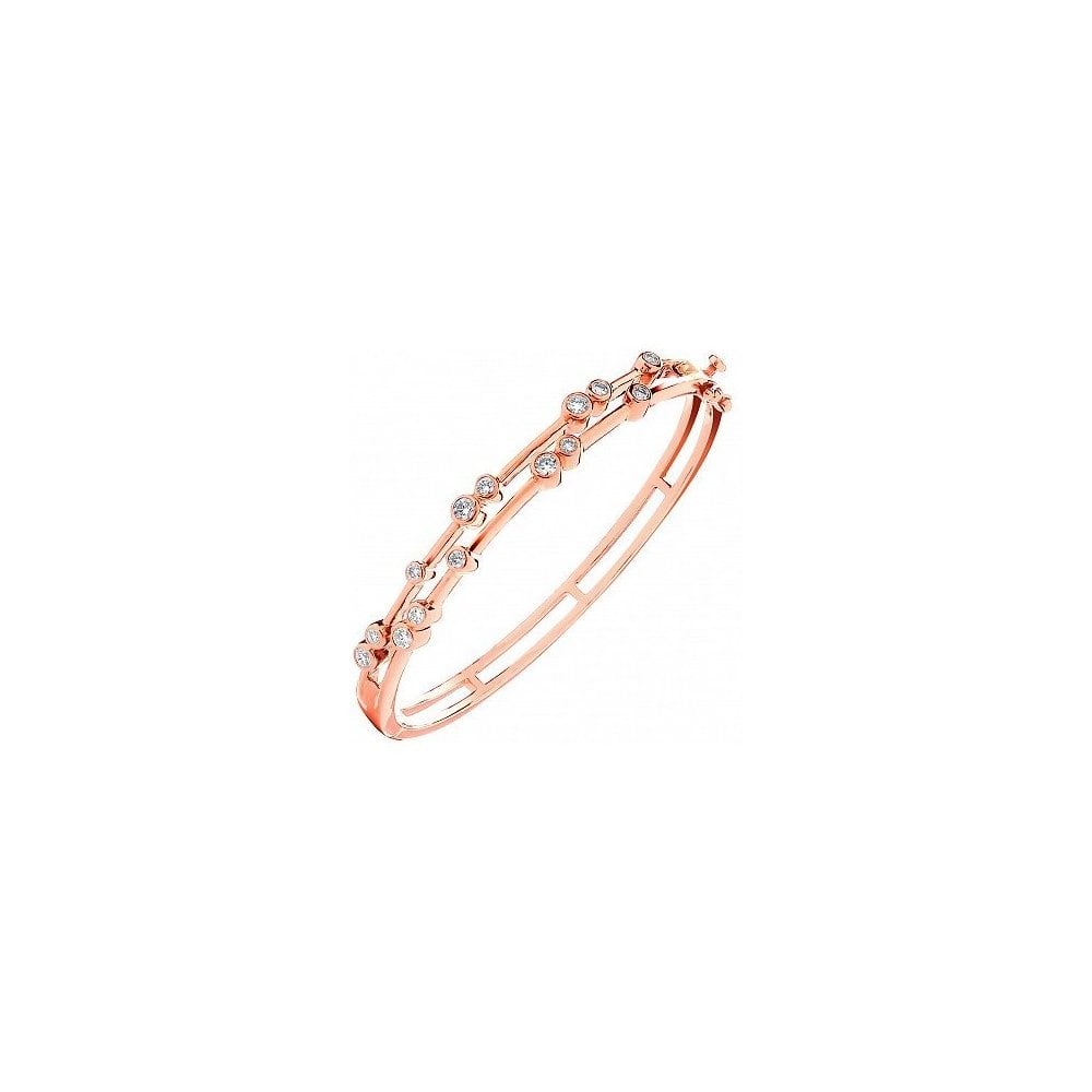 18ct rose gold 1.00ct round brilliant diamond double row bangle