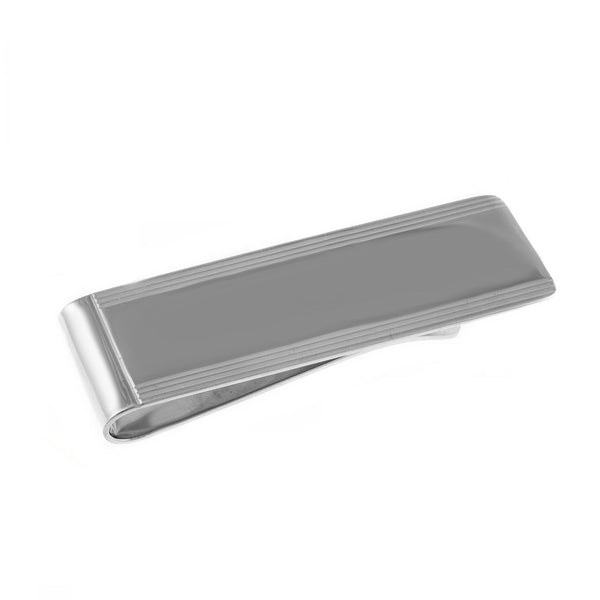 Silver 50x20mm plain line edged money clip