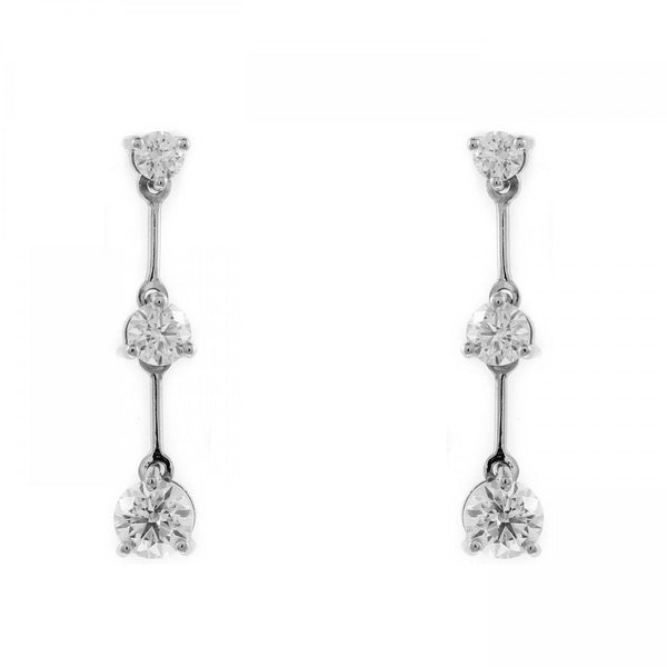 Platinum 2.82ct round brilliant cut diamond drop earrings