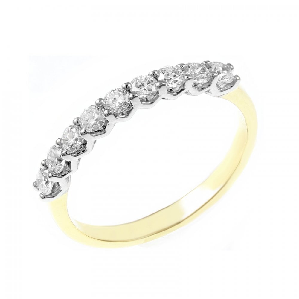 18ct yellow gold 0.50ct round brilliant diamond 9 stone ring