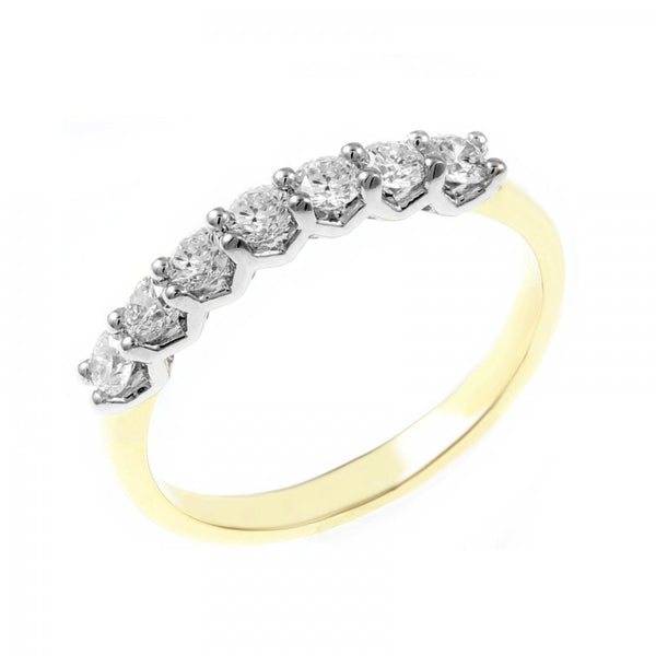 18ct yellow gold 0.70ct round brilliant diamond 7 stone ring