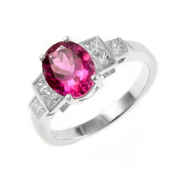 18ct white gold 1.12ct pink sapphire & 0.33ct diamond ring