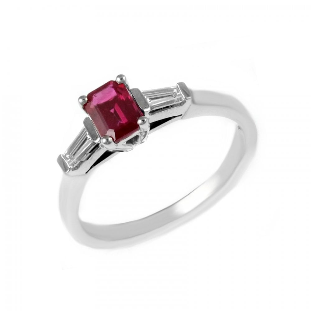 Platinum 0.59ct ruby & 0.25ct diamond ring