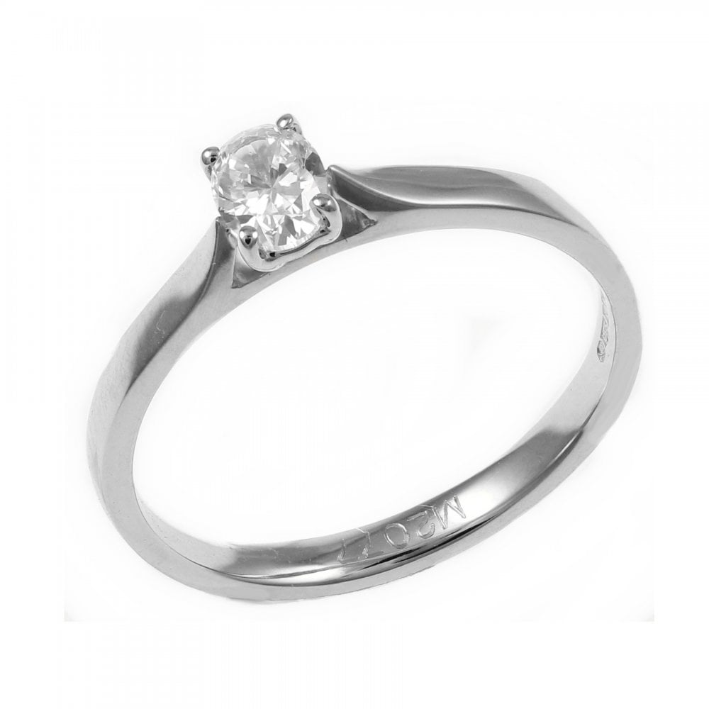 Platinum 0.34ct E VVS1 GIA oval cut diamond ring