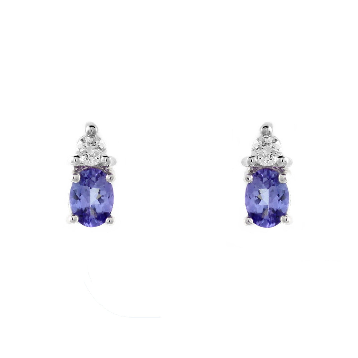 18ct white gold 0.76ct tanzanite & 0.14ct diamond stud earrings