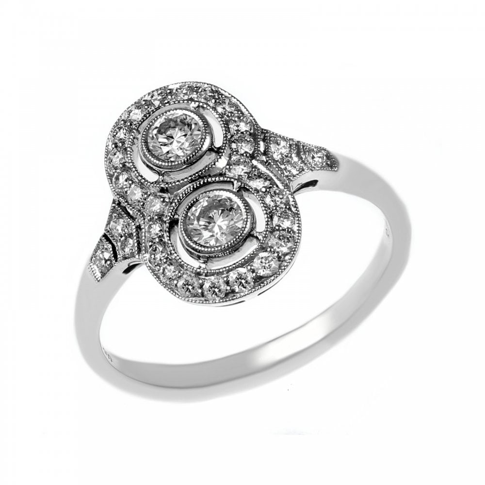 Platinum 0.50ct round brilliant diamond Art Deco style ring