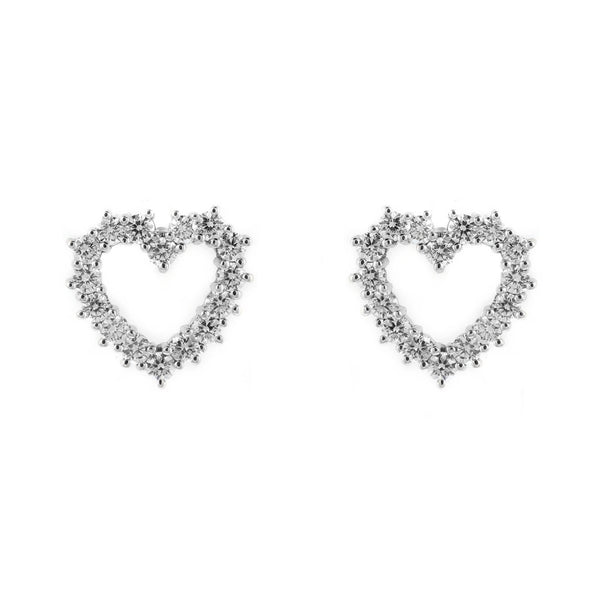 18ct white gold 1.40ct diamond heart shaped earrings