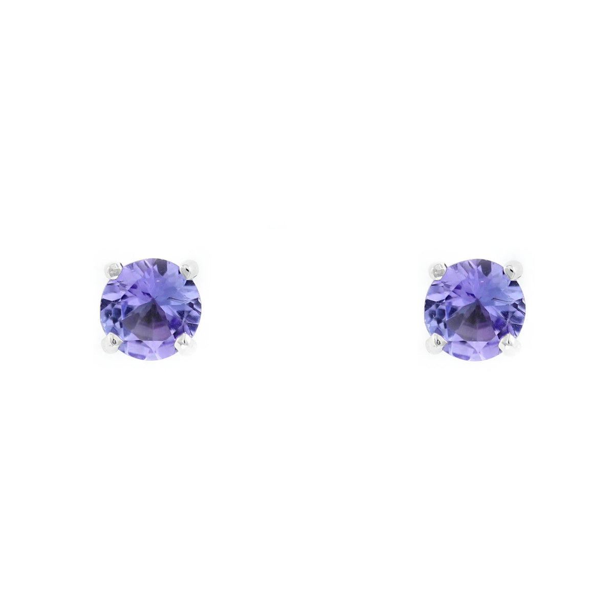 9ct white gold 5mm x 5mm round tanzanite stud earrings