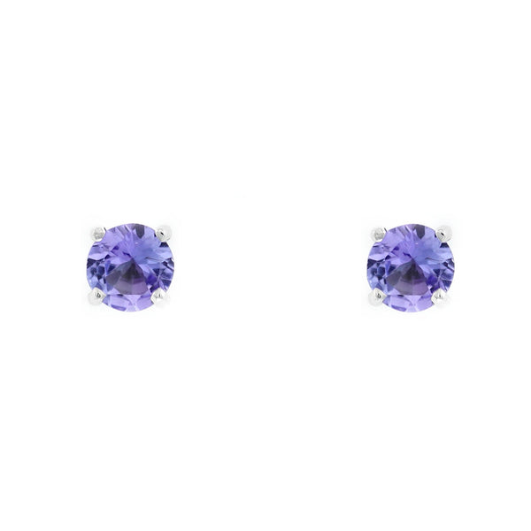 9ct white gold 5mm x 5mm round tanzanite stud earrings