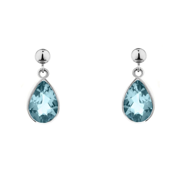 9ct white gold 9mm x 6mm pear aquamarine drop earrings