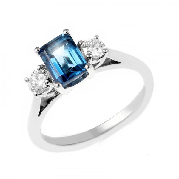 Platinum 1.29ct London Blue Topaz & 0.30ct Diamond Ring