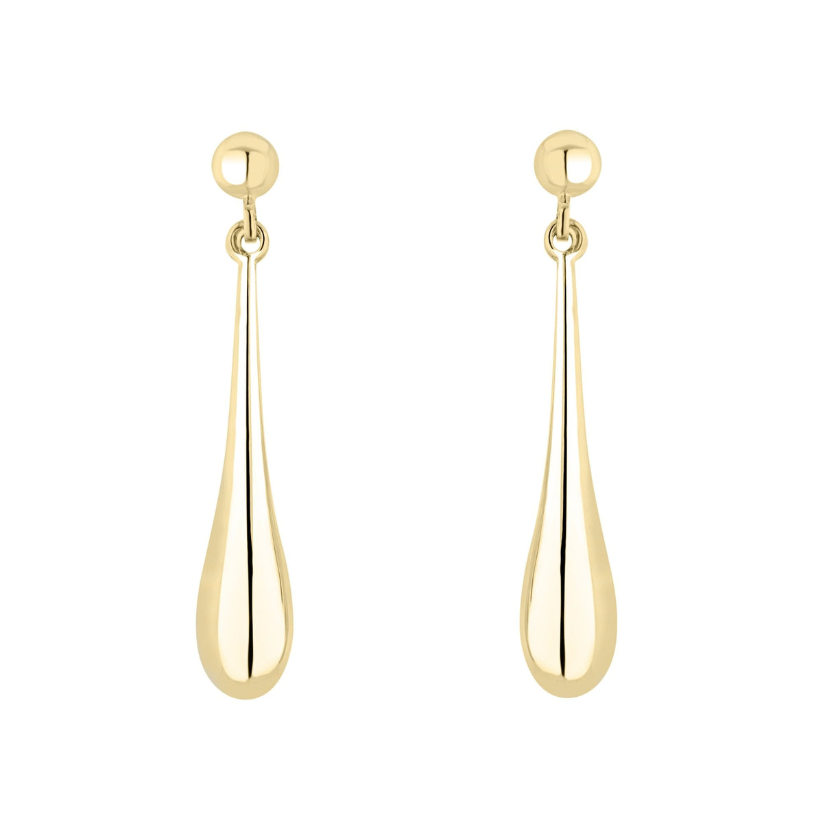 9ct yellow gold 32mm x 5mm drop earrings