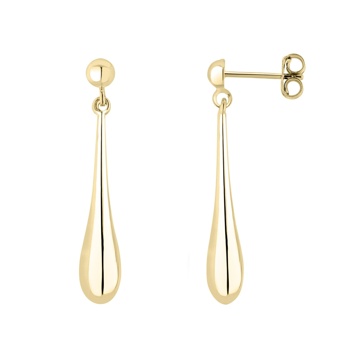 9ct yellow gold 32mm x 5mm drop earrings