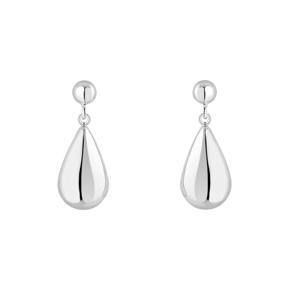 9ct white gold 20x9mm drop earrings