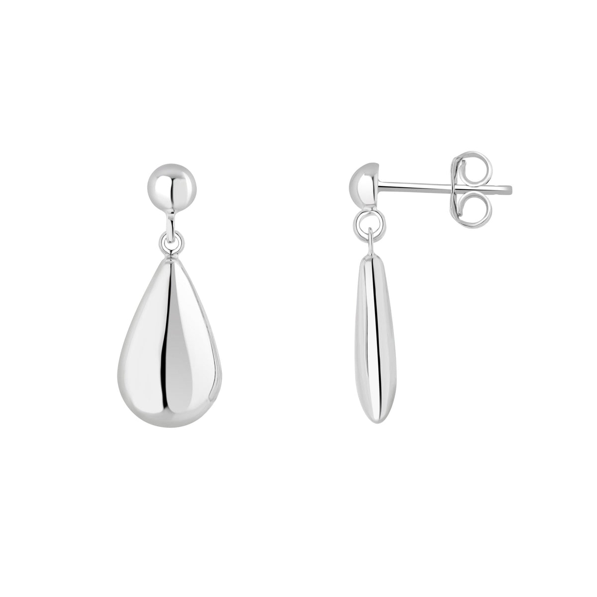 9ct white gold 20x9mm drop earrings