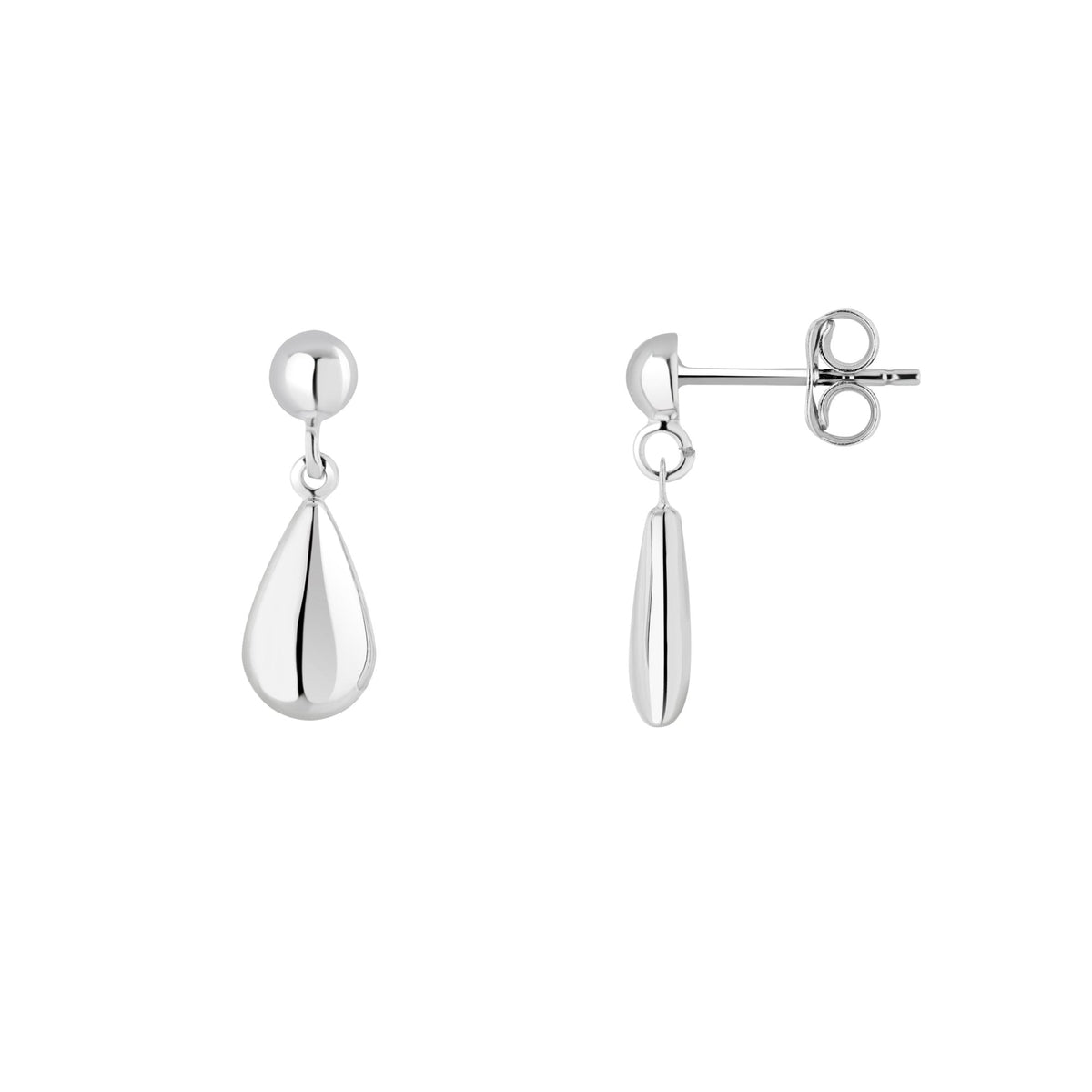 9ct white gold 17mm x 6mm drop earrings