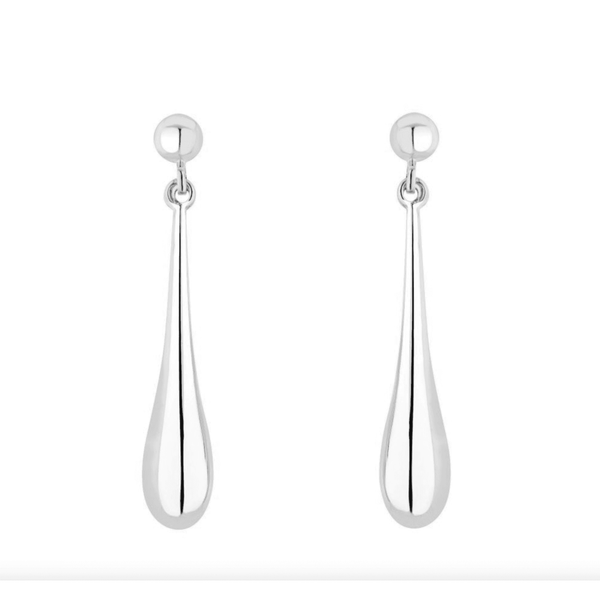9ct white gold 32mm x 5mm drop earrings