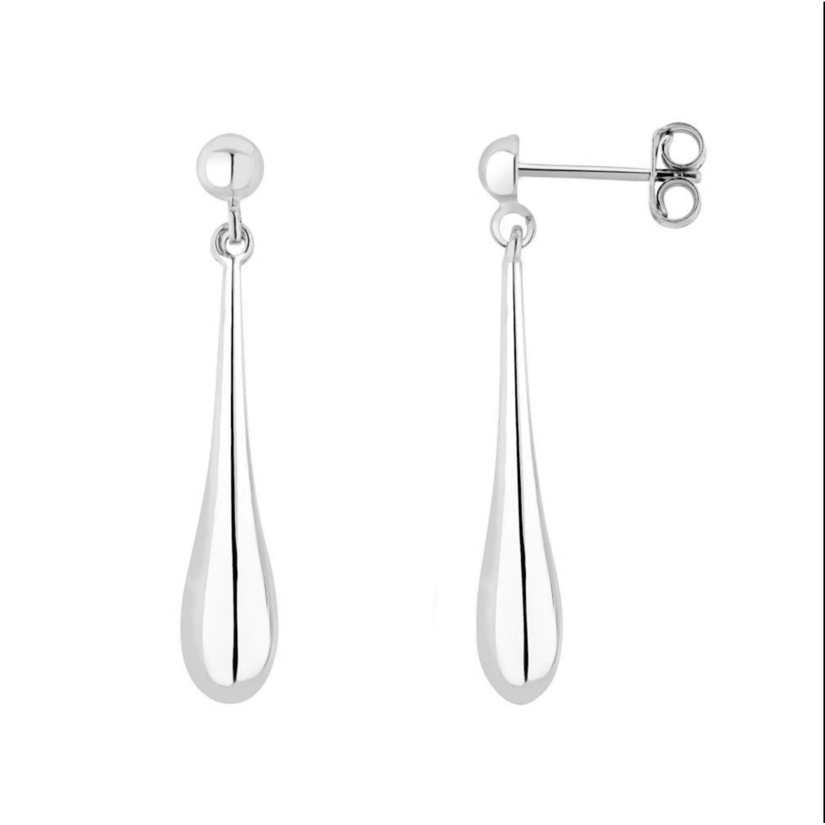 9ct white gold 32mm x 5mm drop earrings
