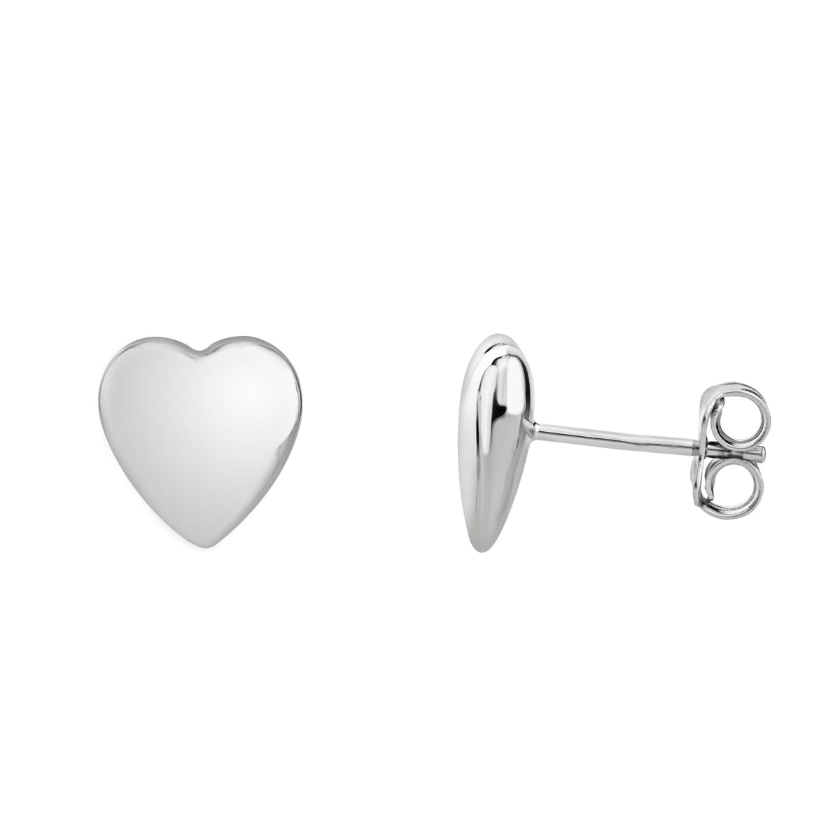 9ct white gold 9mm x 9mm heart stud earrings
