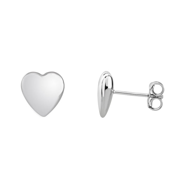 9ct white gold 9mm x 9mm heart stud earrings