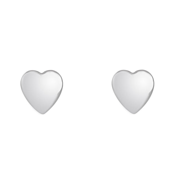 9ct white gold 9mm x 9mm heart stud earrings