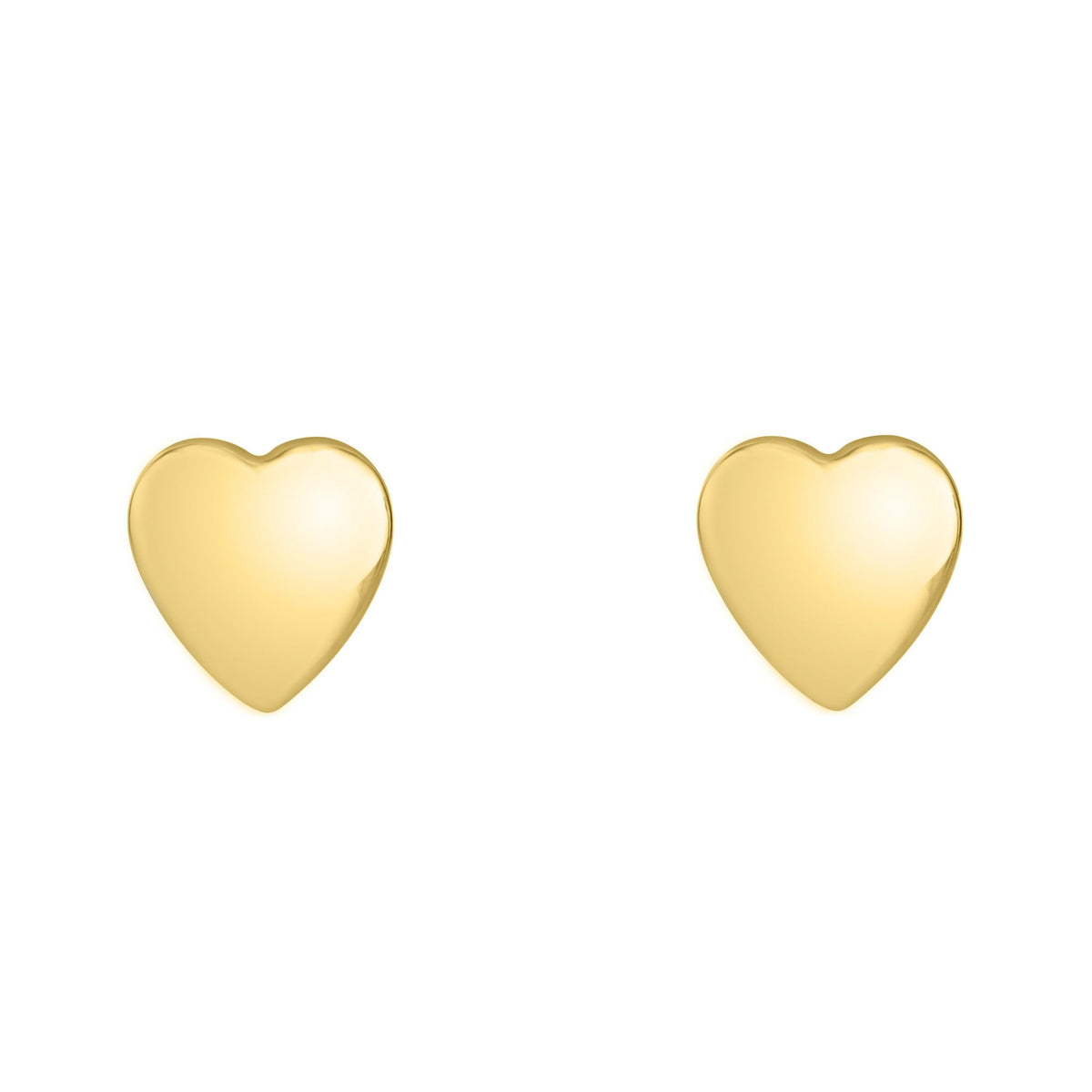 9ct yellow gold 9mm heart stud earrings