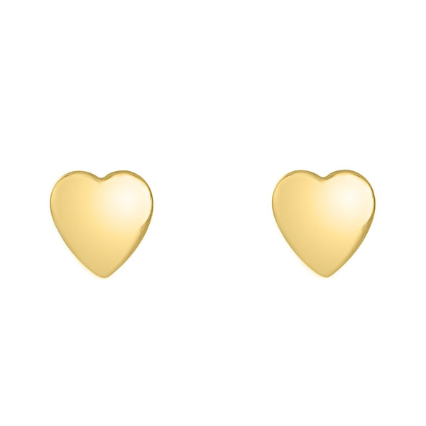 9ct yellow gold 9mm heart stud earrings