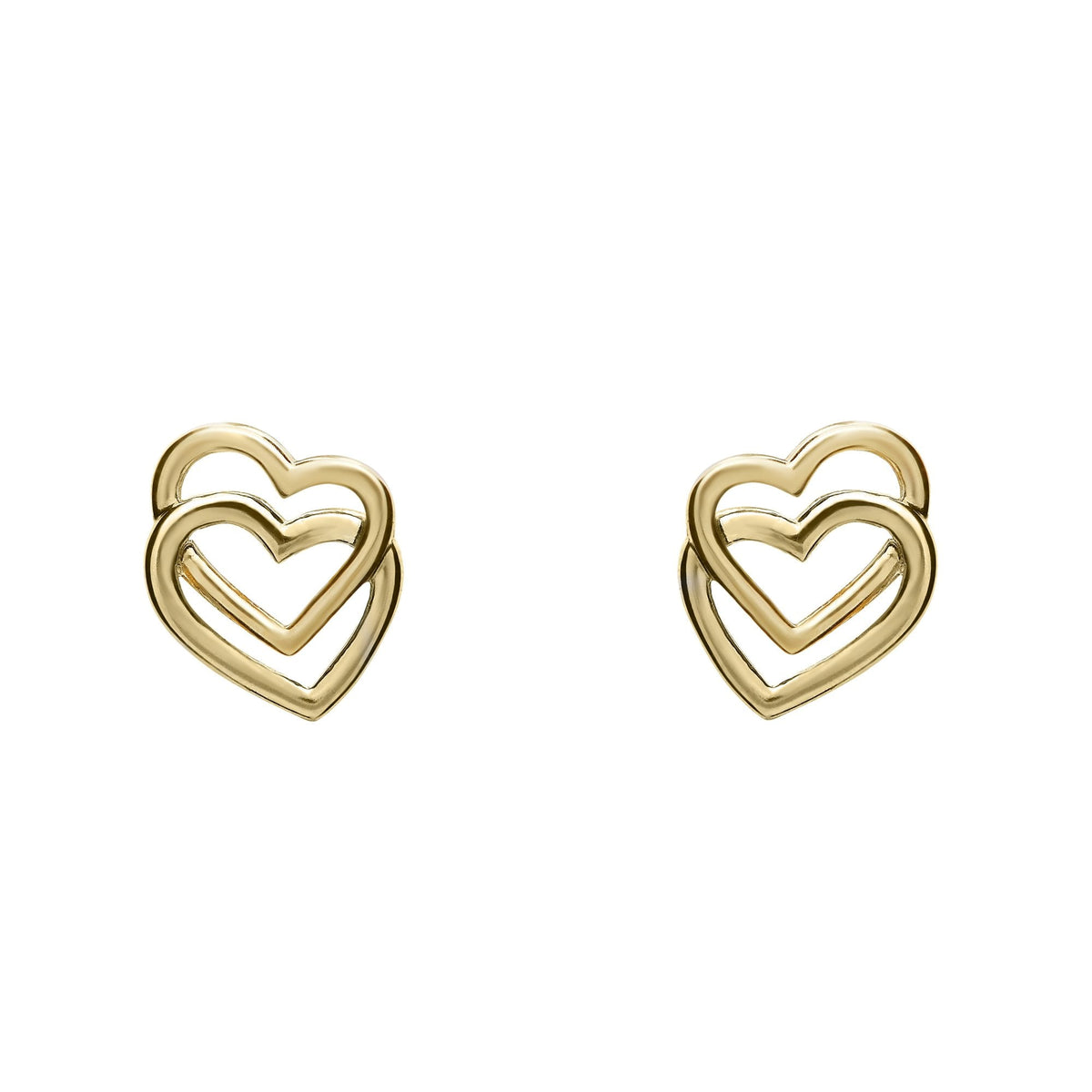 9ct yellow gold 10mm x 9mm open heart stud earrings