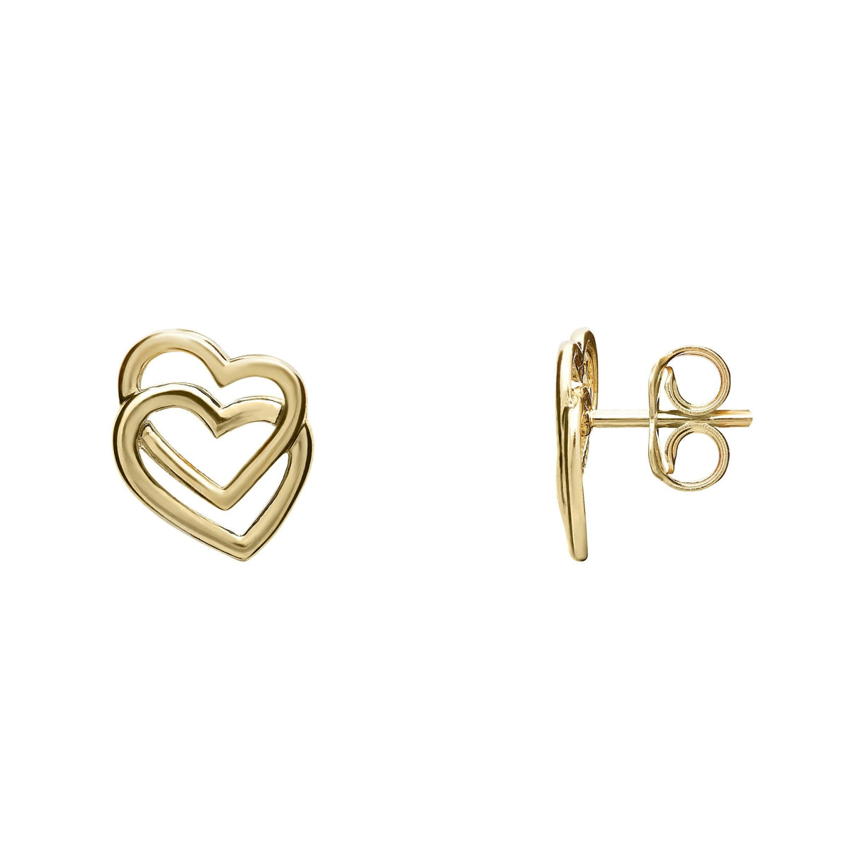 9ct yellow gold 10mm x 9mm open heart stud earrings