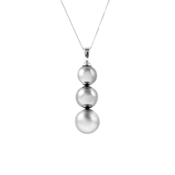 18ct white gold 8.5mm x 10.5mm Tahitian pearl triology pendant