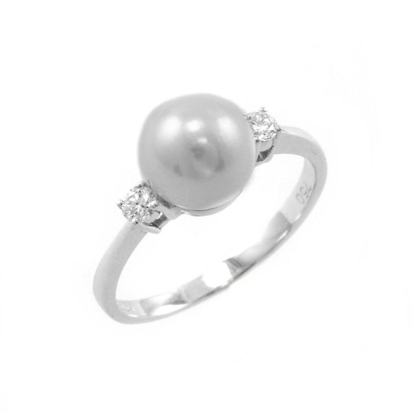 18ct white gold 7mm Akoya pearl & 0.12ct diamond ring