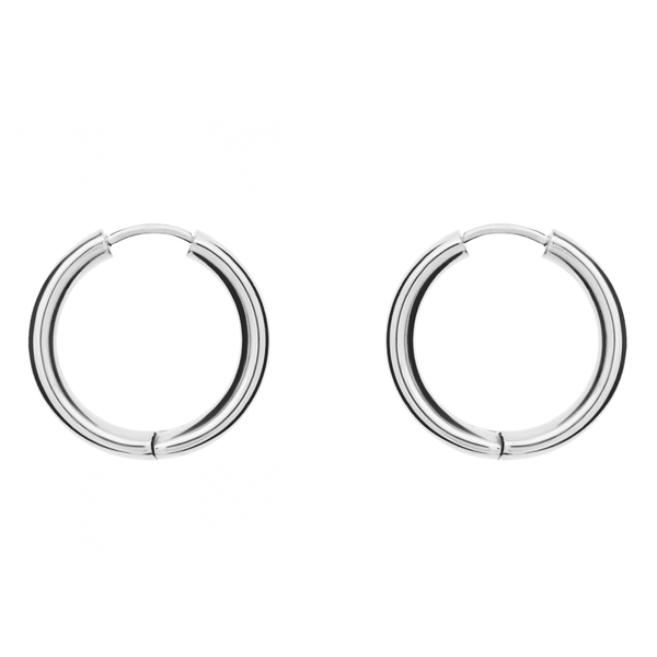 9ct white gold 20mm x 5mm hoop earrings