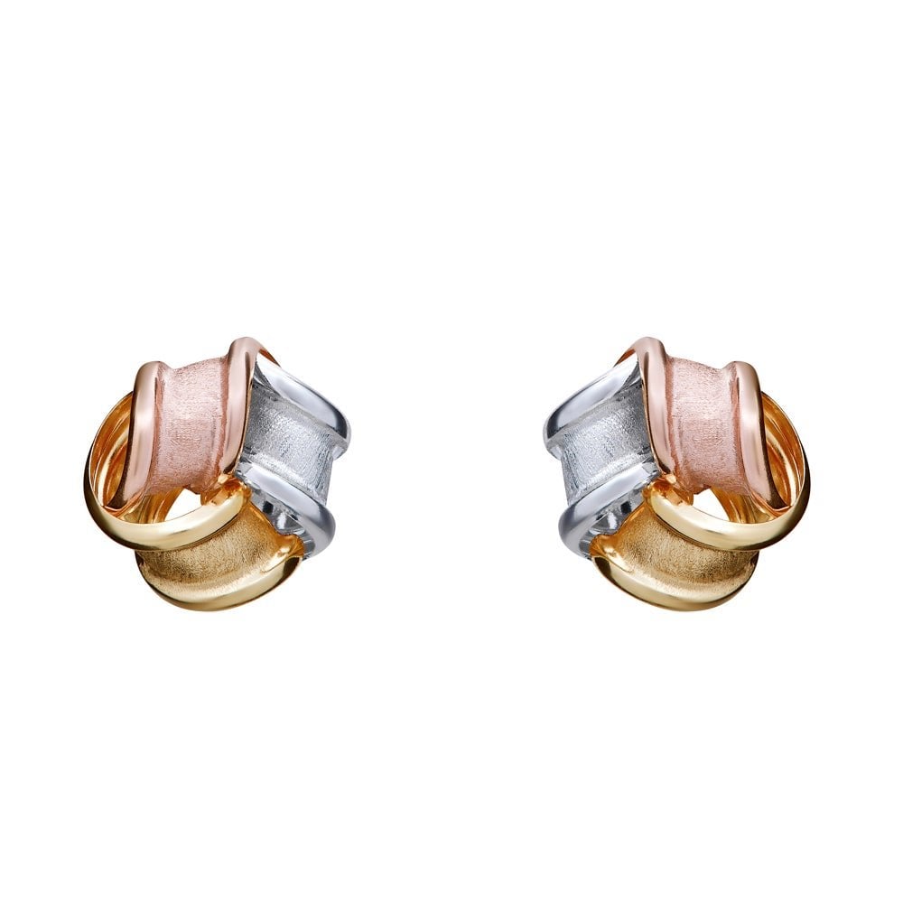 9ct multi gold 10mm satin knot stud earrings
