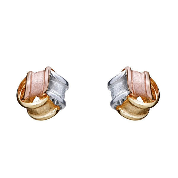 9ct multi gold 10mm satin knot stud earrings