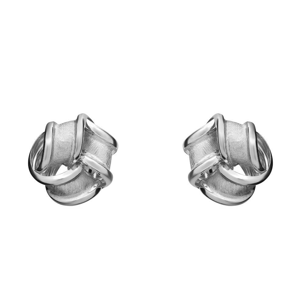 9ct white gold 10mm satin knot stud earrings