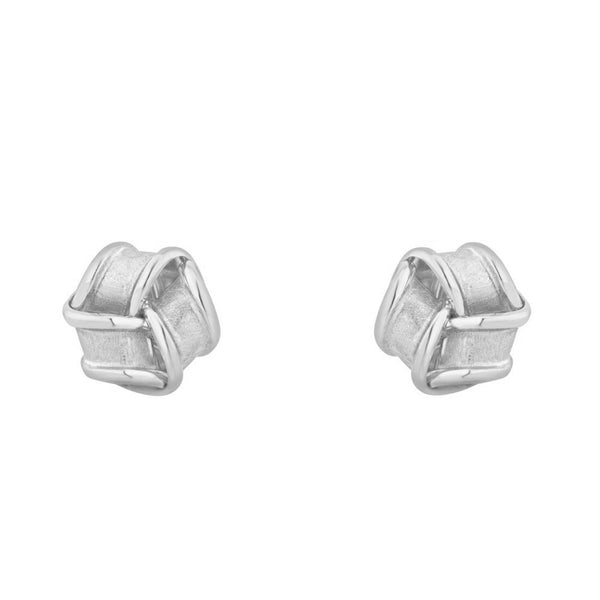9ct white gold 8mm satin knot stud earrings