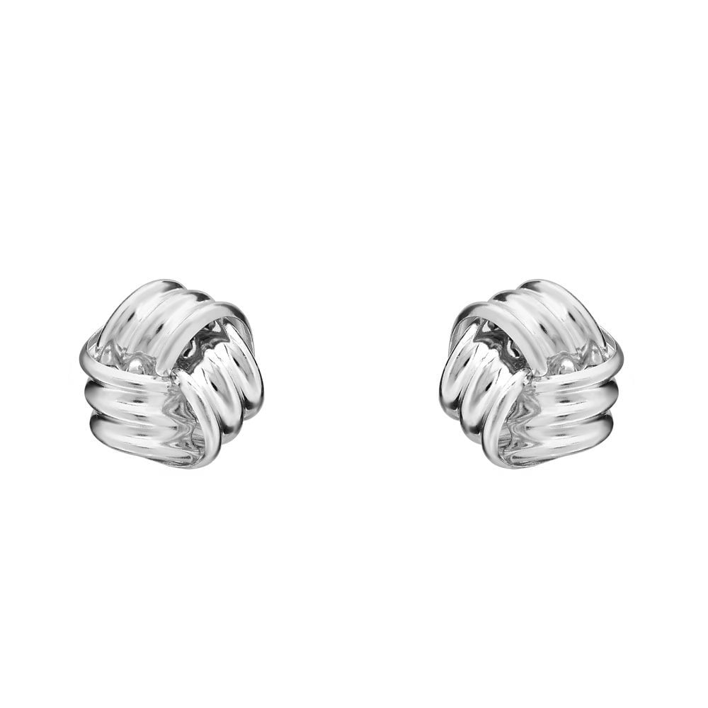 9ct white gold 8mm knot stud earrings