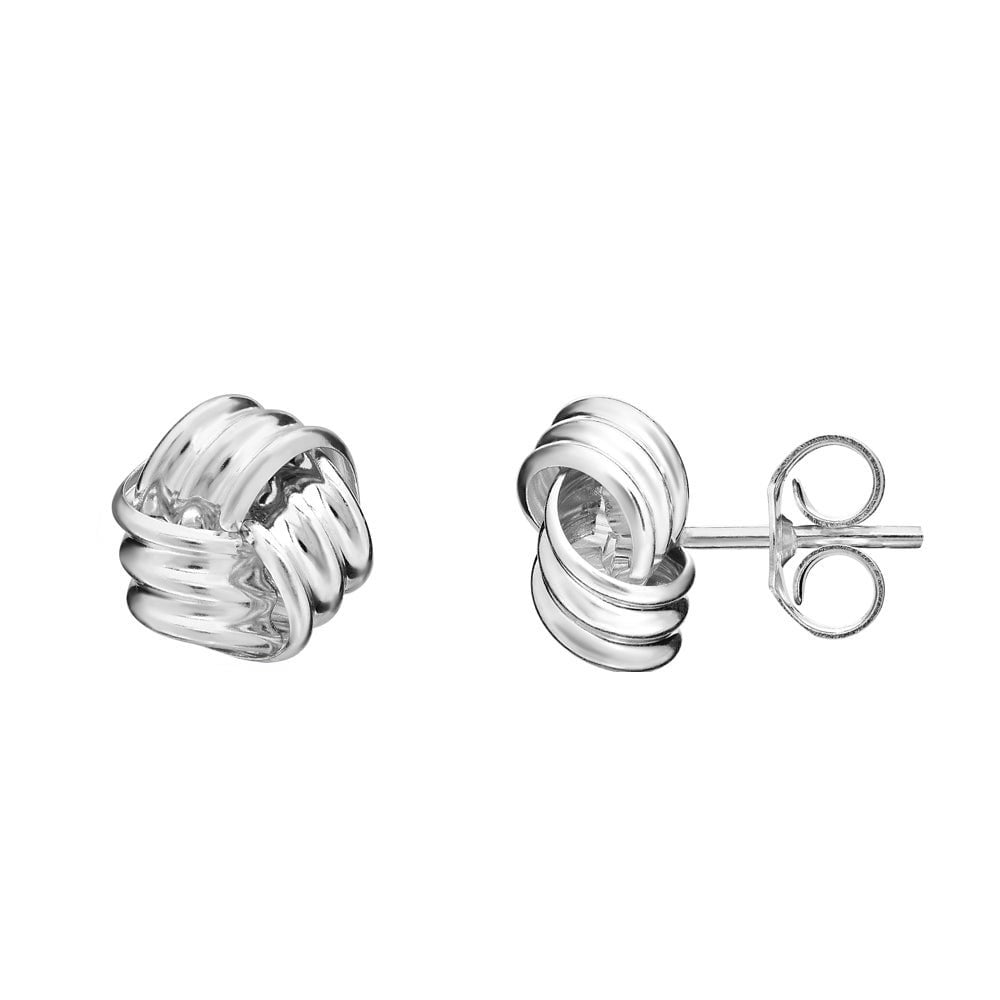 9ct white gold 8mm knot stud earrings