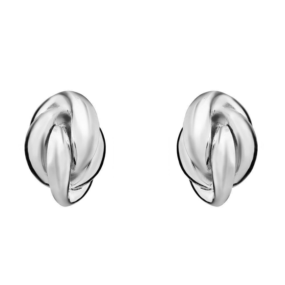 9ct white gold 14mm x 10mm knot stud earrings